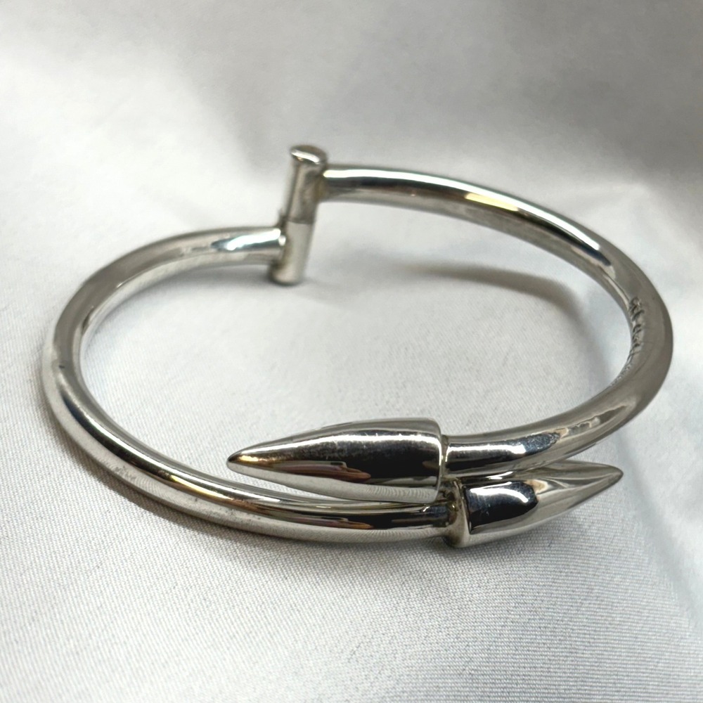 Taxco Bangle Bracelet Womens 7 Silver Excellent Bullet Bypass Hinged Mexico 925